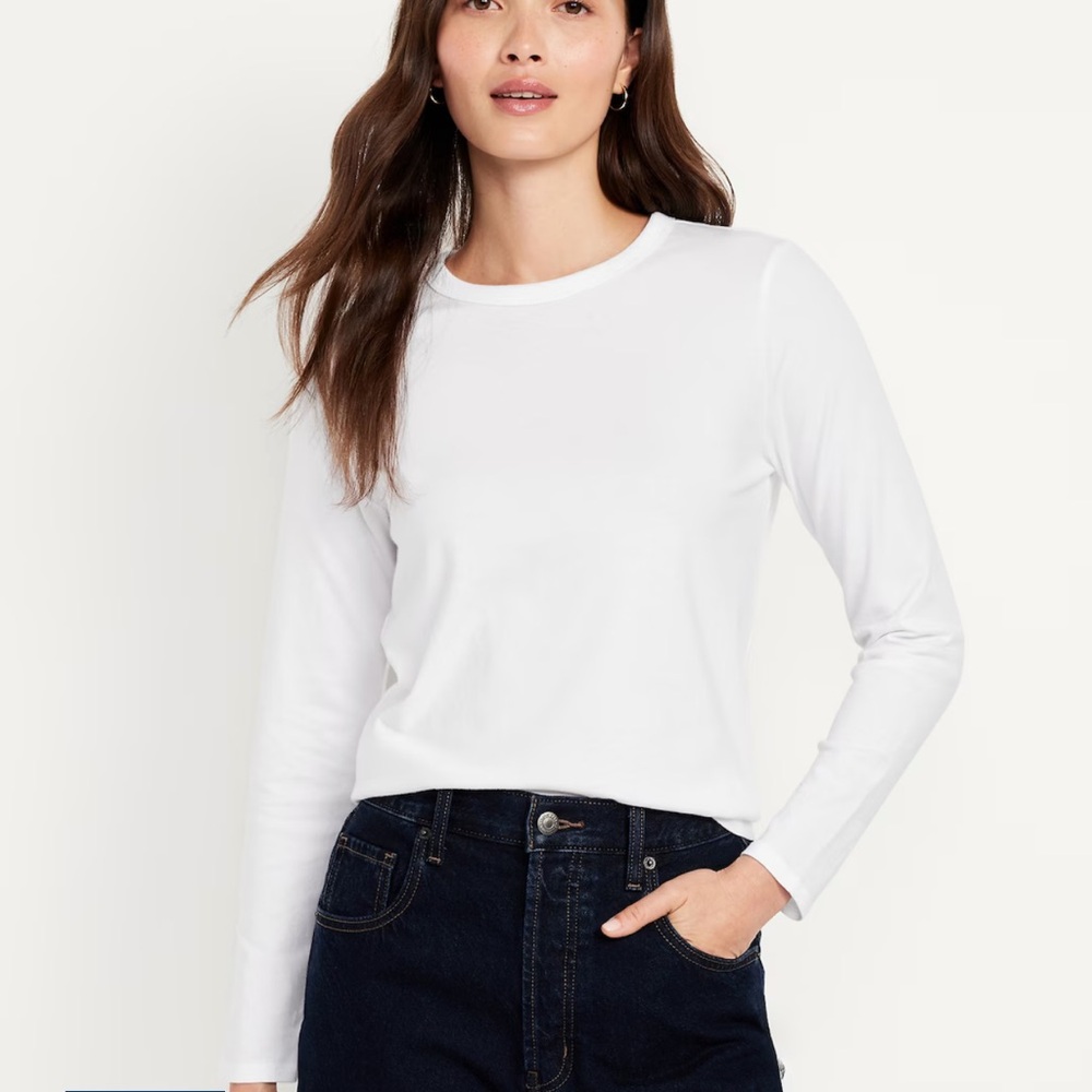Old Navy EveryWear Long-Sleeve T-Shirt White Lilies Tall